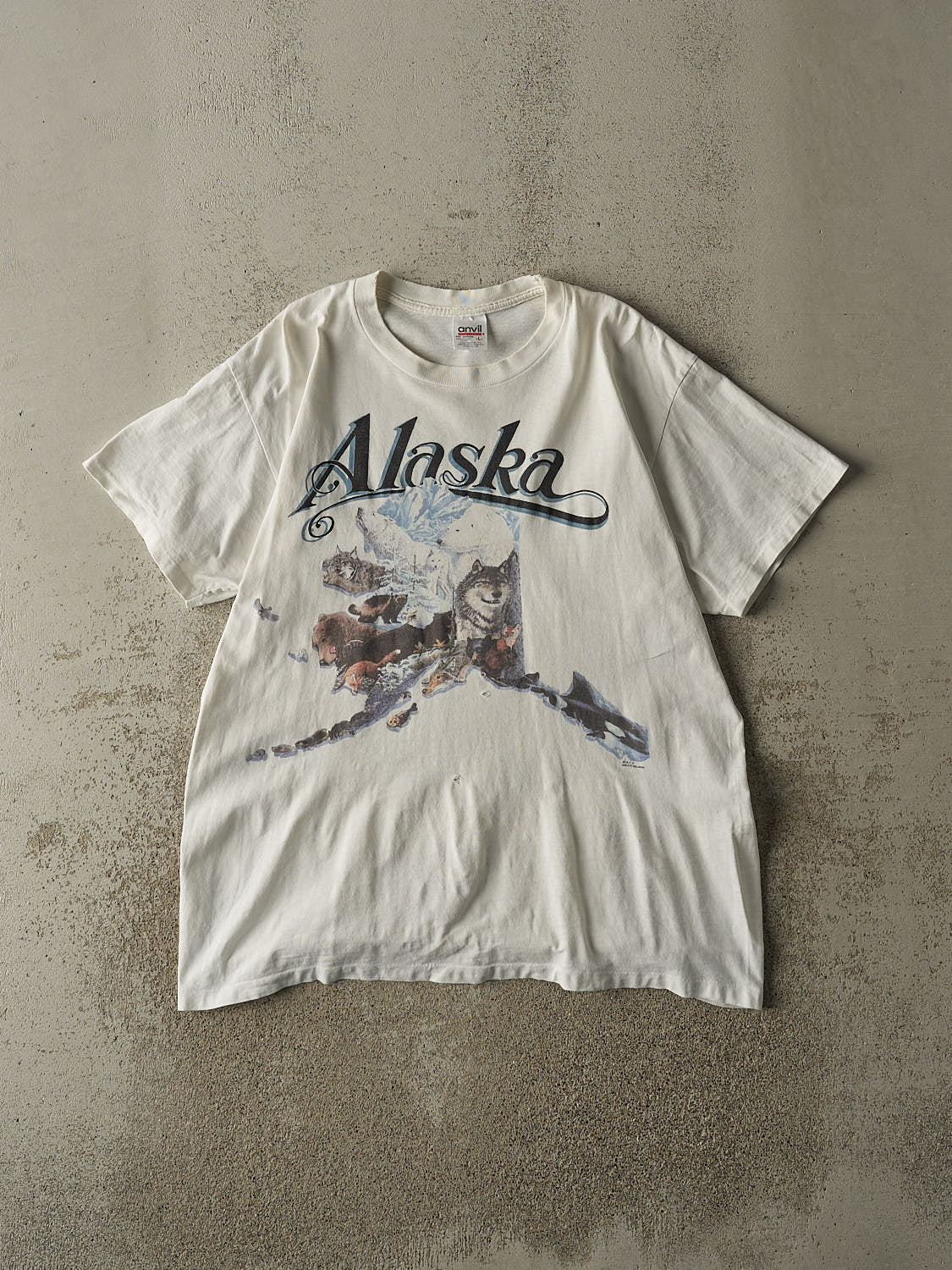 Vintage 90s White Alaska Nature Single Stitch Tee (L)
