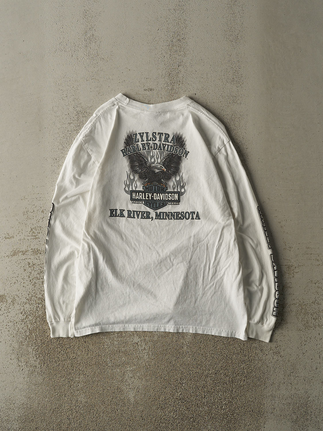 Vintage 12' White Harley Davidson Elk River MN Long Sleeve (M)