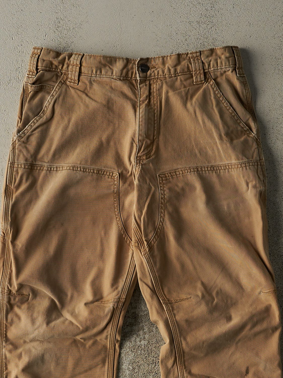 Vintage Y2K Beige Carhartt Double Knee Work Pants (32x31)