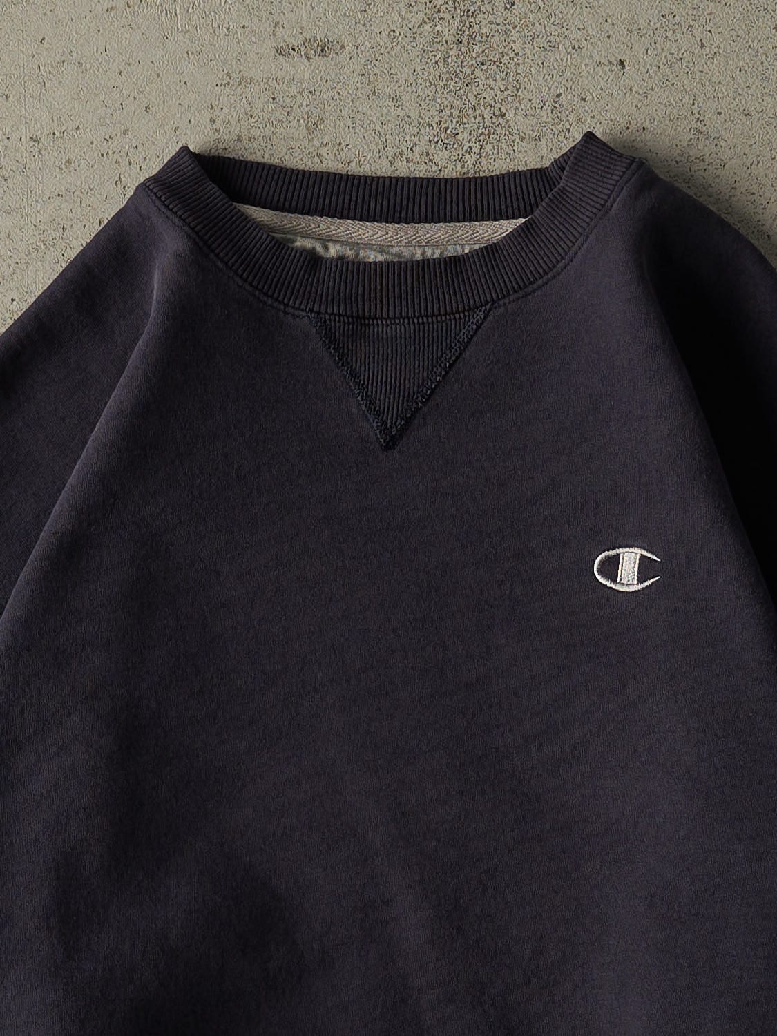 Vintage Y2K Navy Blue Champion Embroidered Crewneck (M/L)