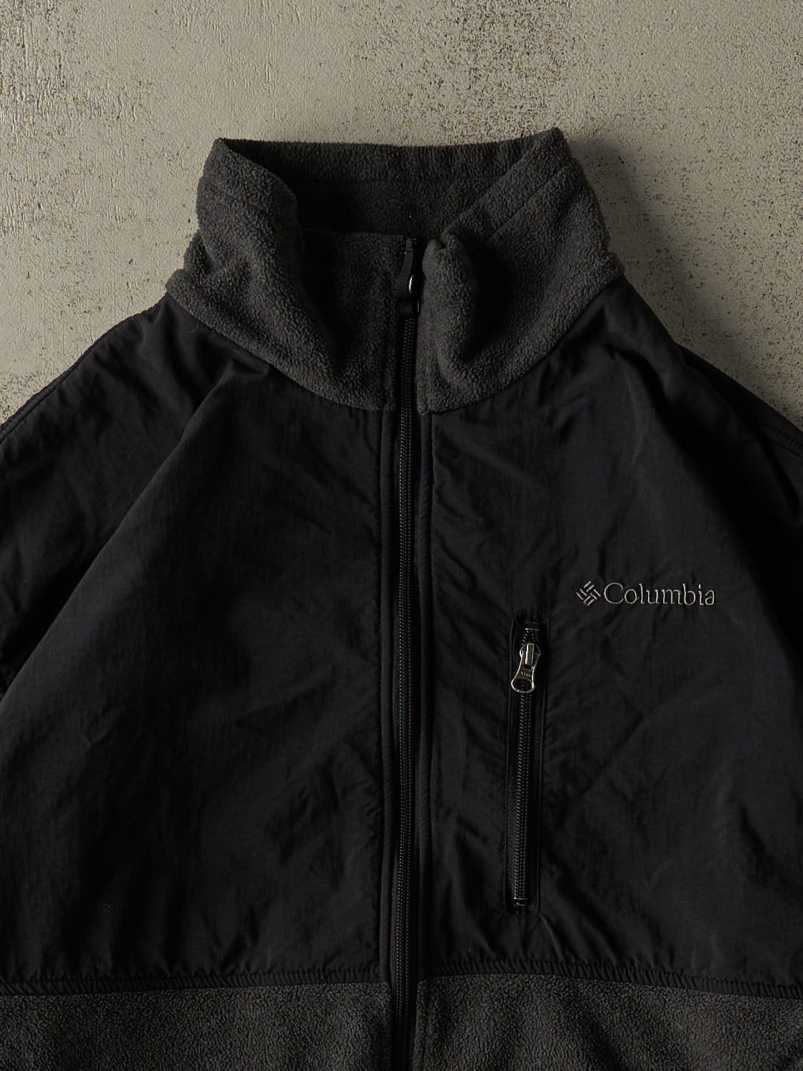 Vintage 90s Charcoal Grey & Black Columbia Zip Up Fleece (L)