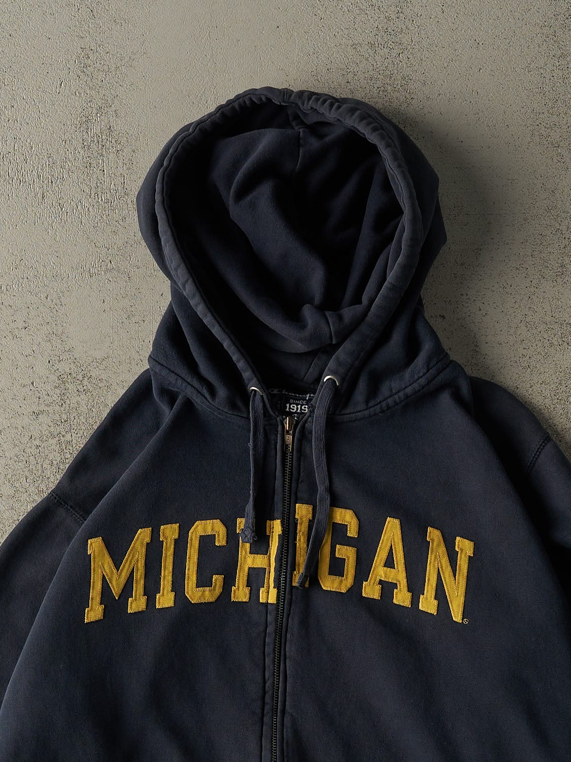 Vintage Y2K Navy Blue Champion University of Michigan Zip Up Hoodie (XL/XXL)