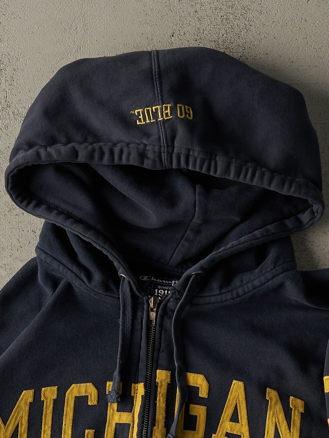 Vintage Y2K Navy Blue Champion University of Michigan Zip Up Hoodie (XL/XXL)