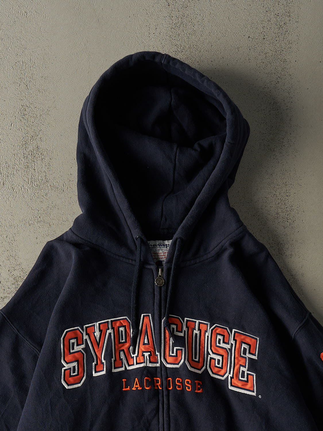 Vintage Y2K Navy Blue Champion Syracuse University Lacrosse Zip Up Hoodie (XL/XXL)