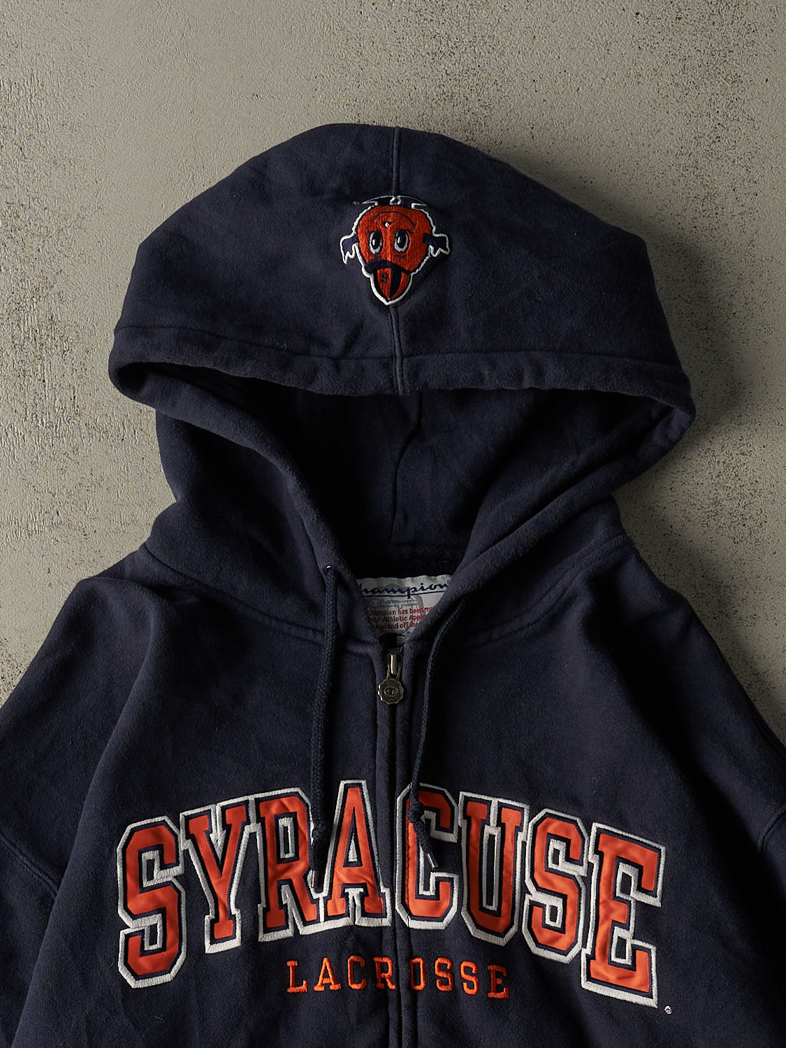 Vintage Y2K Navy Blue Champion Syracuse University Lacrosse Zip Up Hoodie (XL/XXL)