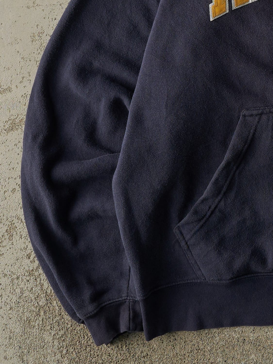 Vintage Y2K Navy Blue University of Michigan Embroidered Hoodie (XL/XXL)