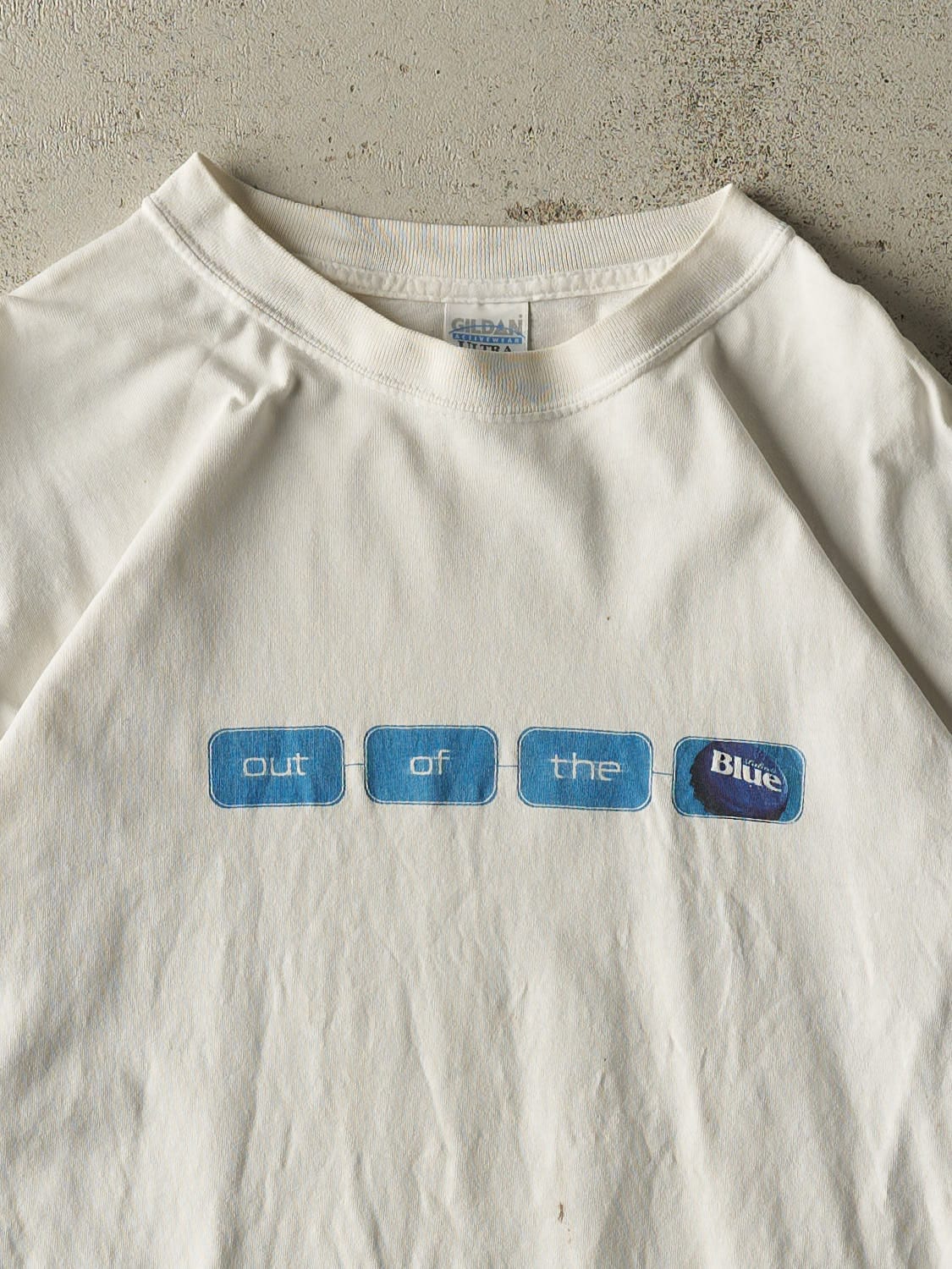 Vintage Y2K White "Out of the Blue" Labatt Blue Tee (L/XL)