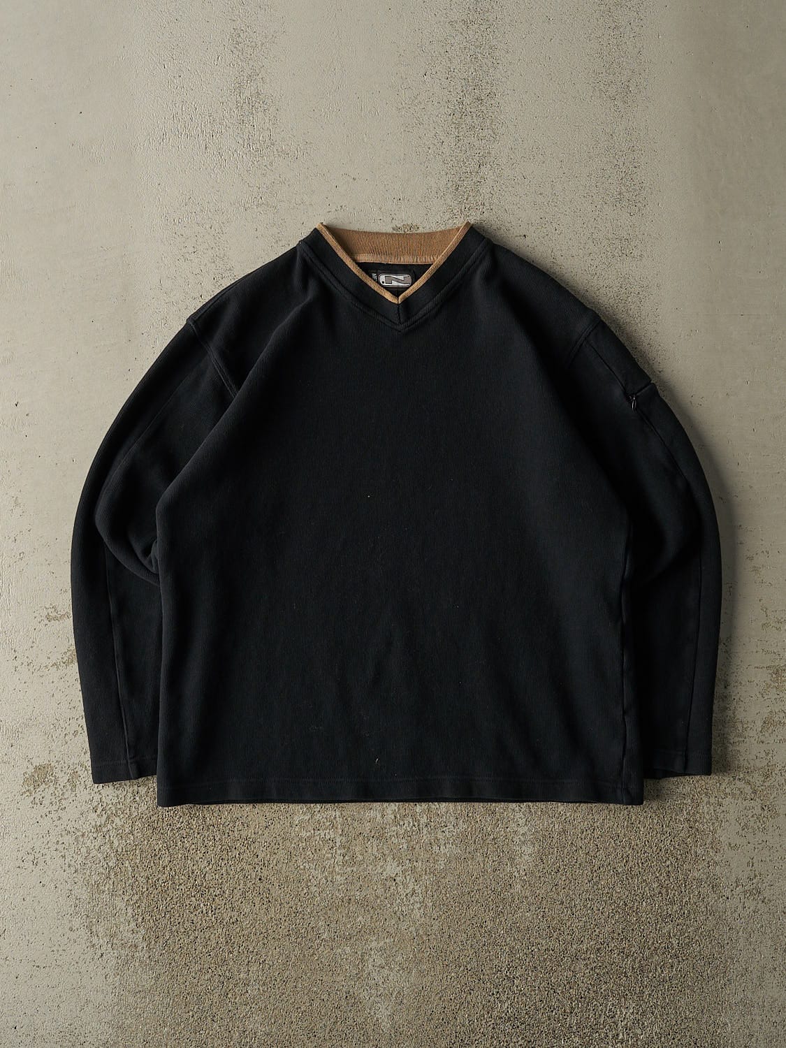 Vintage Y2K Black Next V-Neck Textured Longsleeve (M/L)