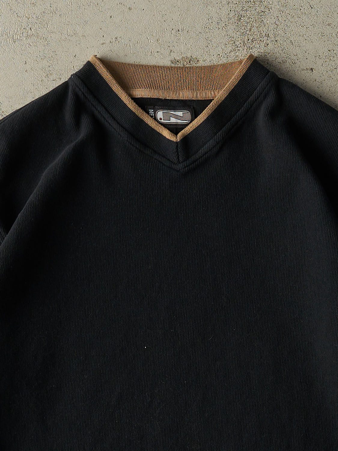 Vintage Y2K Black Next V-Neck Textured Longsleeve (M/L)