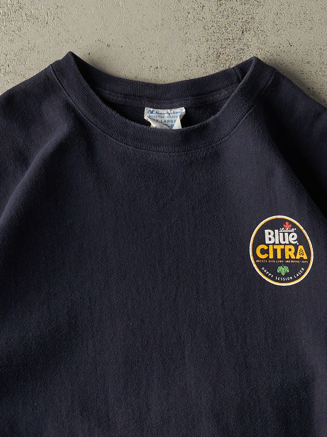 Vintage Y2K Navy Blue Champion Reverse Weave Labatt Crewneck (XXL/XXXL)