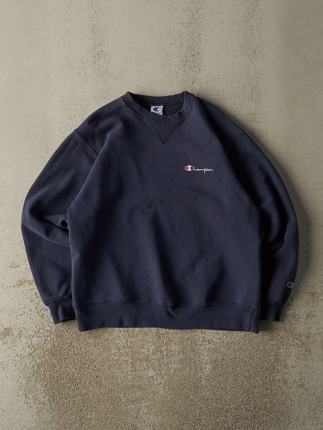 Vintage 90s Navy Blue Champion Embroidered Crewneck (M/L)