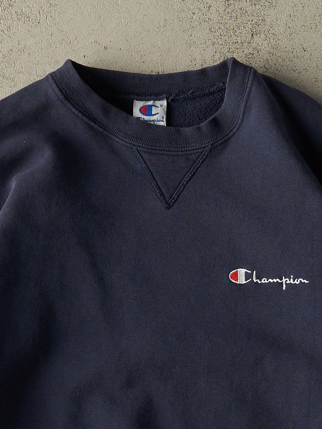 Vintage 90s Navy Blue Champion Embroidered Crewneck (M/L)