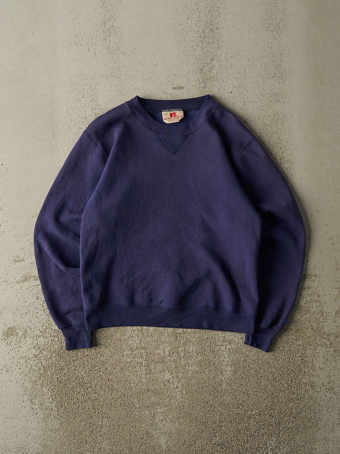 Vintage 70s Navy Blue Russell Athletic Blank Crewneck (XS)