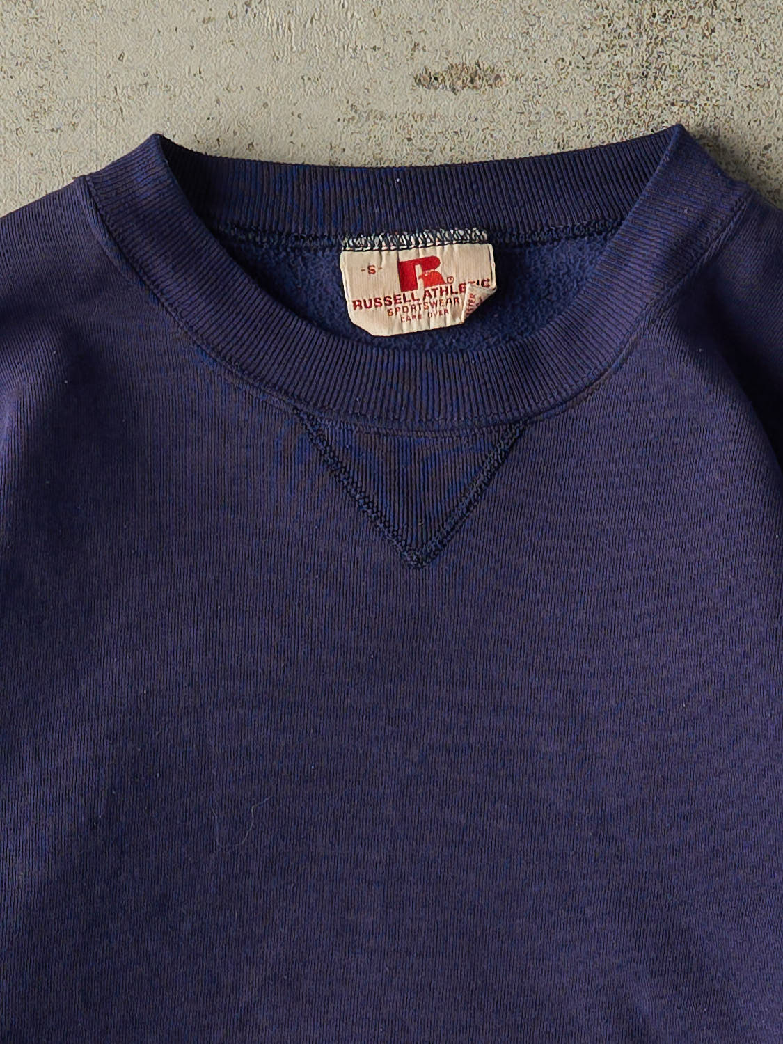 Vintage 70s Navy Blue Russell Athletic Blank Crewneck (XS)