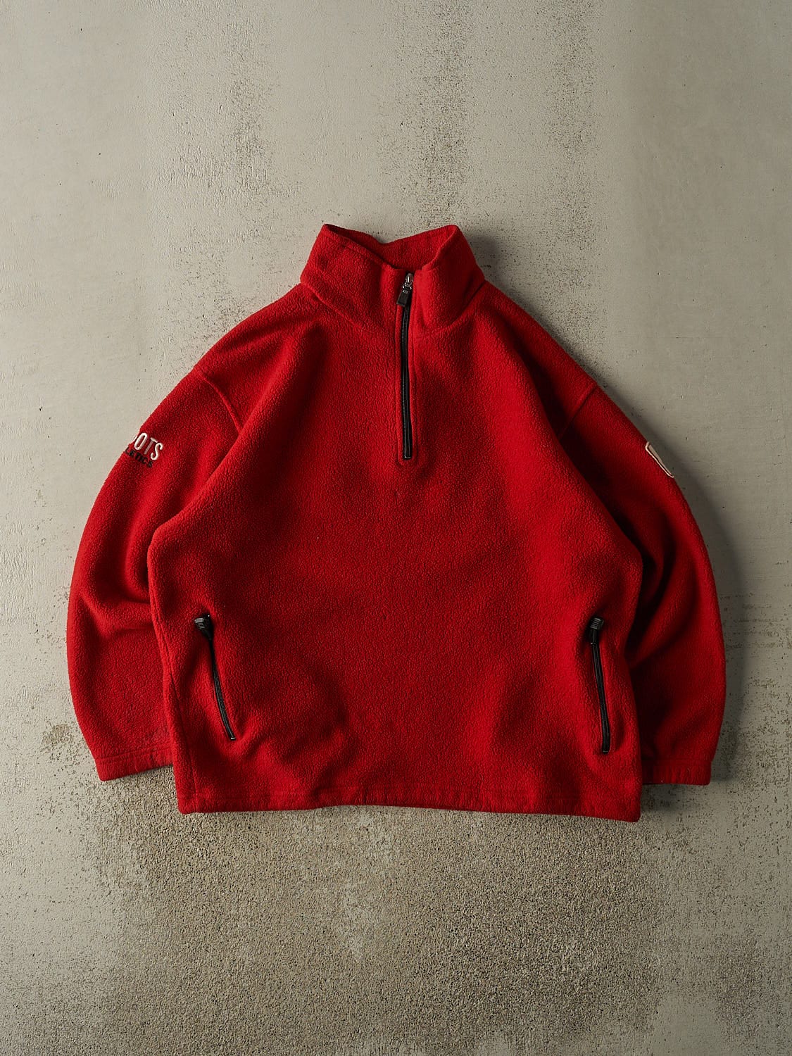 Vintage 90s Red Molson Canadian Roots Quarter Zip Fleece (XL/XXL)