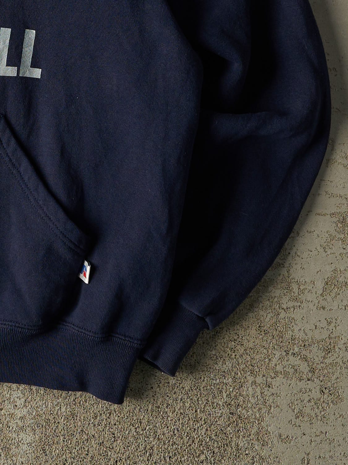Vintage 90s Navy Blue Russell Athletic Clay-Batelle Basketball Hoodie (L)