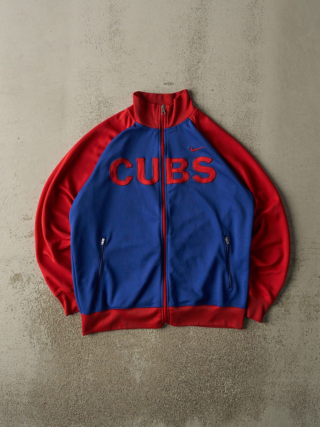 Vintage Y2K Blue & Red Nike Chicago Cubs Zip Up Sweatshirt (M/L)