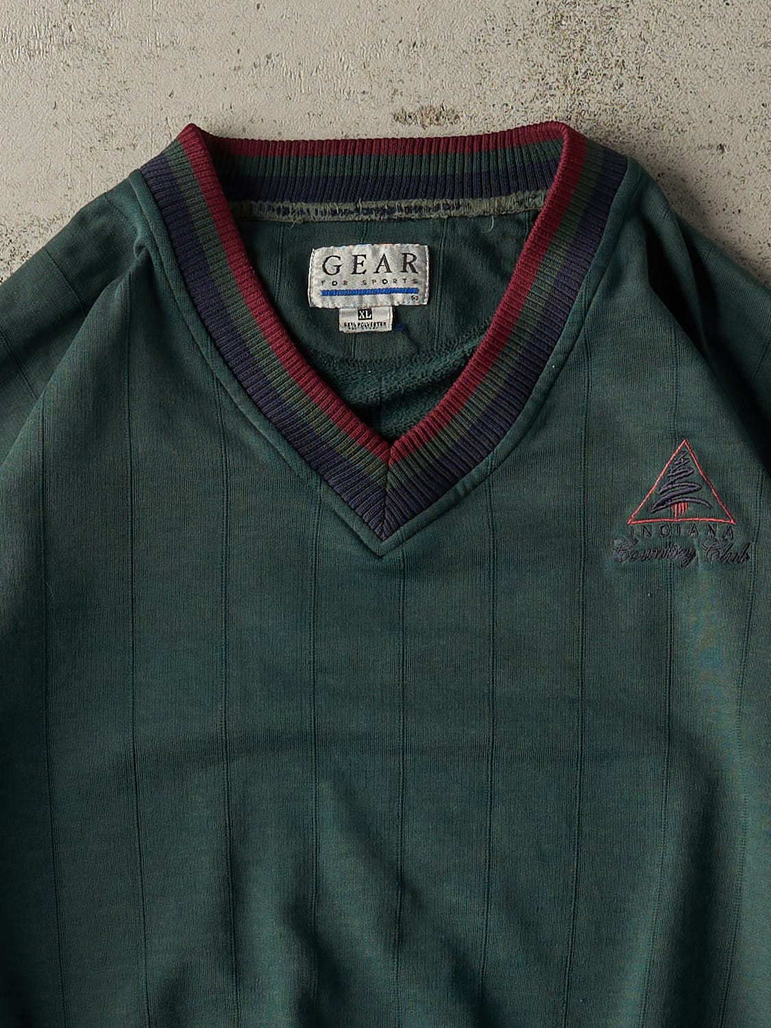 Vintage 90s Green Indiana Country Club V-Neck Sweatshirt (L/XL)