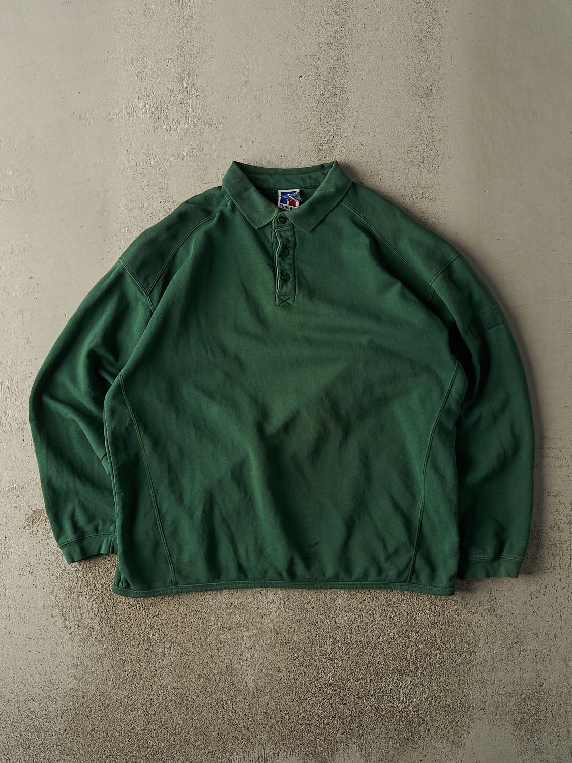 Vintage 90s Green Russell Athletic Quarter Button Sweater (XXL)