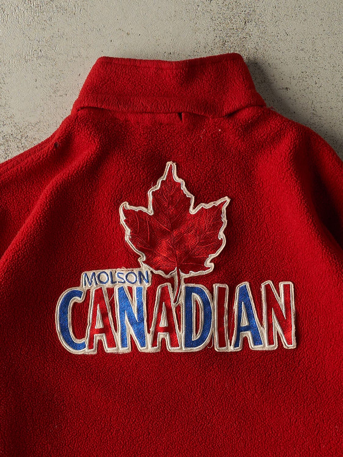 Vintage 90s Red Molson Canadian Roots Quarter Zip Fleece (XL/XXL)