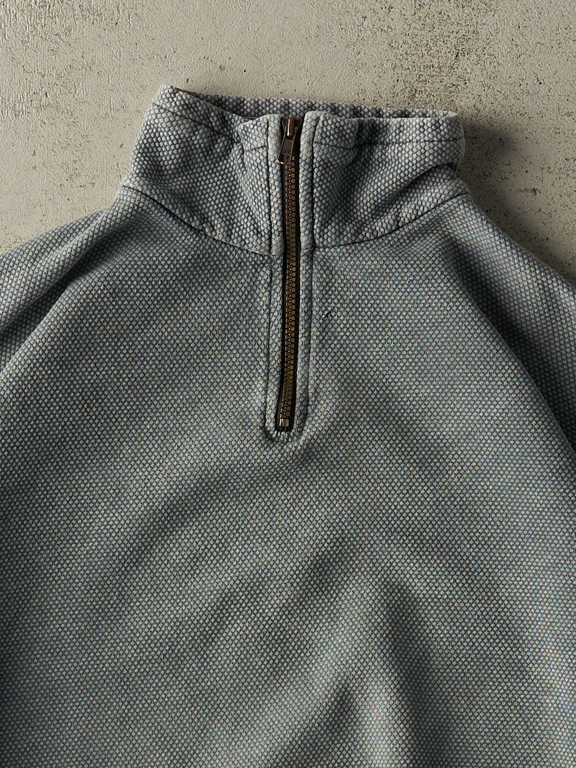 Vintage 90s Washed Blue English Bay Textured Quarter Zip Sweater (XL/XXL)