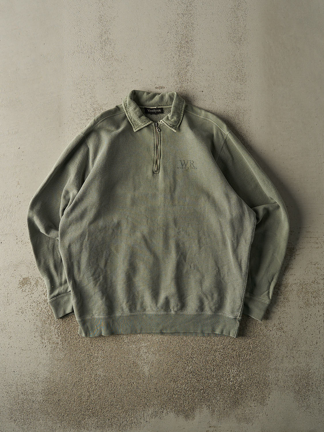 Vintage 90s Washed Green Wind River Quarter Zip Sweater (XL/XXL)