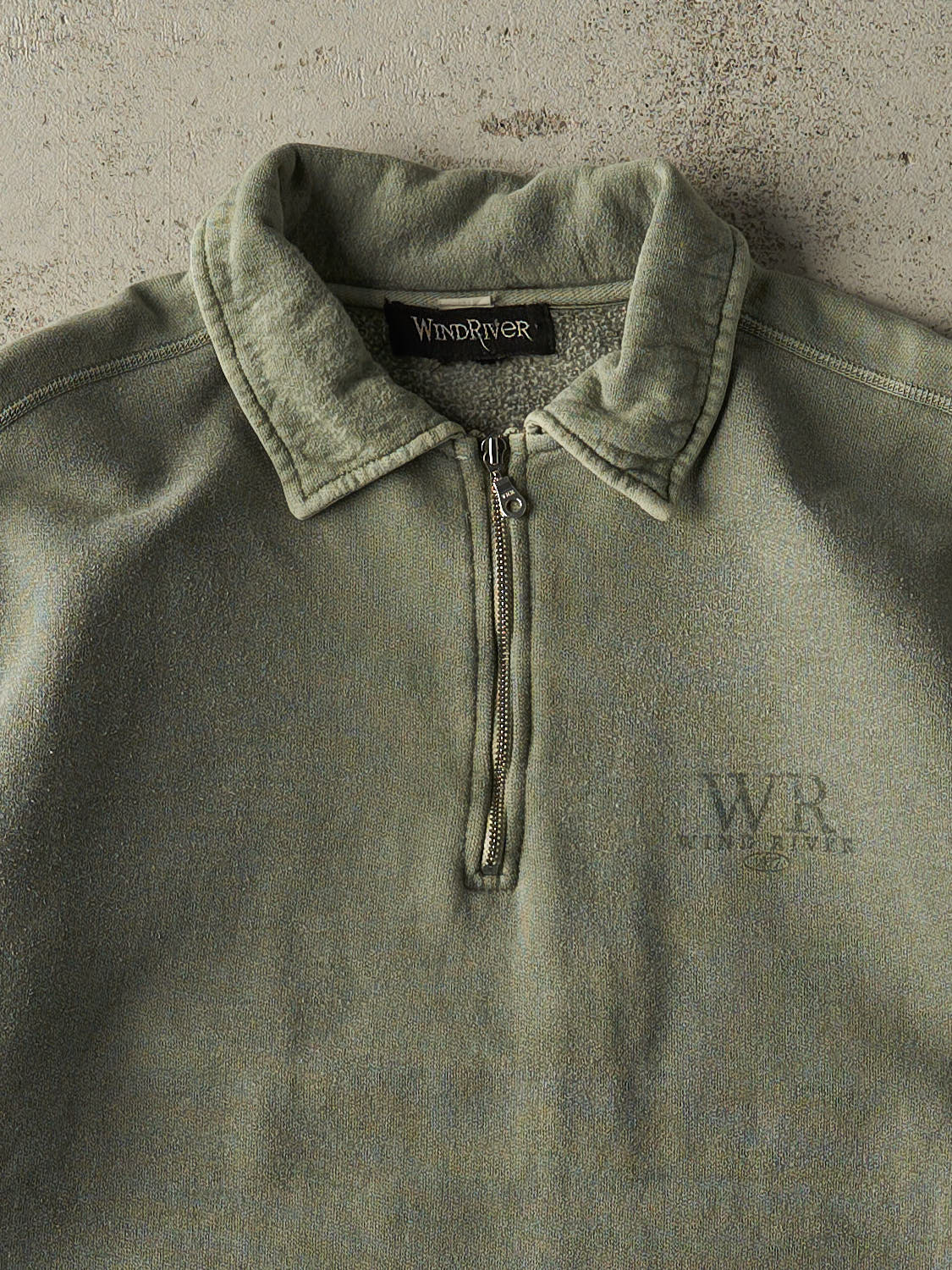 Vintage 90s Washed Green Wind River Quarter Zip Sweater (XL/XXL)