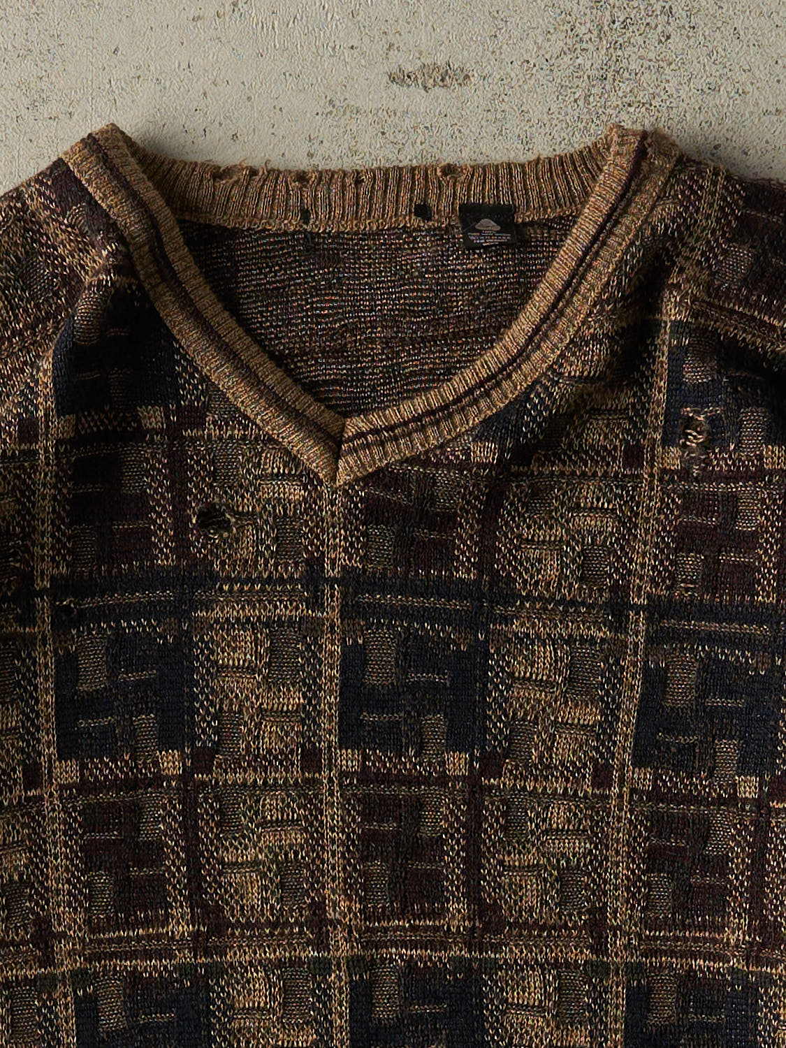 Vintage 90s Brown Patterned Wool Knit (S/M)