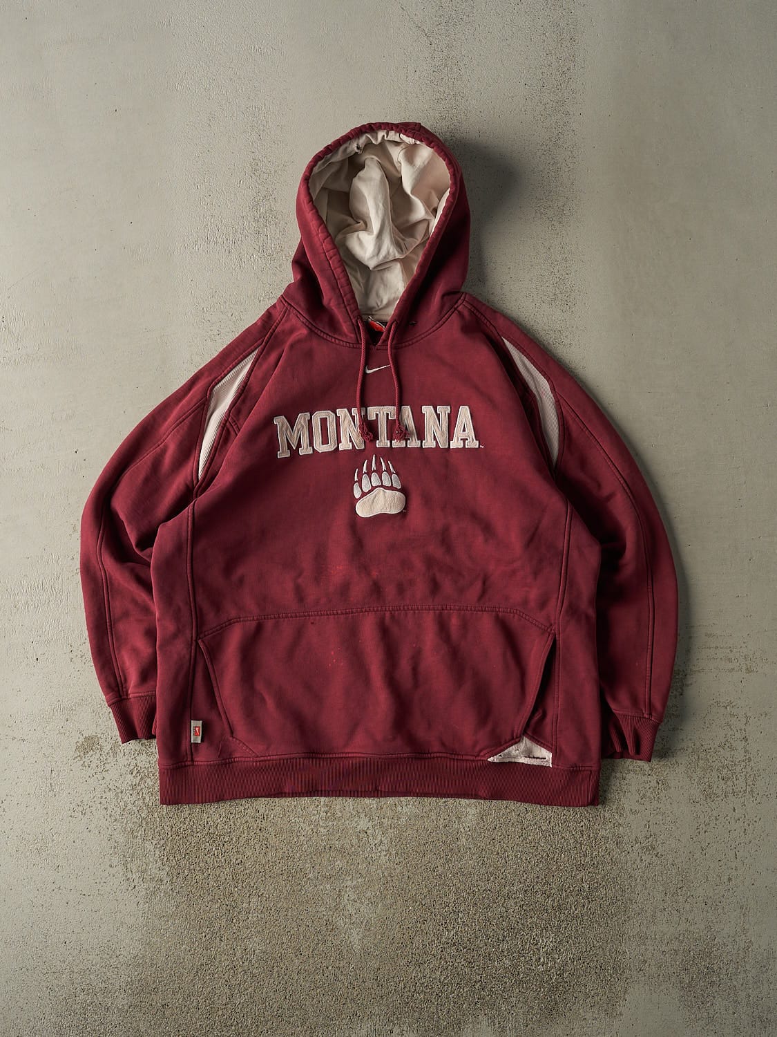 Vintage Y2K Burgundy Nike Middle Swoosh University of Montana Hoodie (XXL)