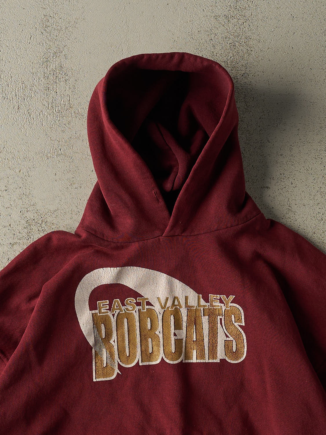 Vintage 90s Burgundy Russell Athletic East Valley Bobcats Hoodie (M/L)