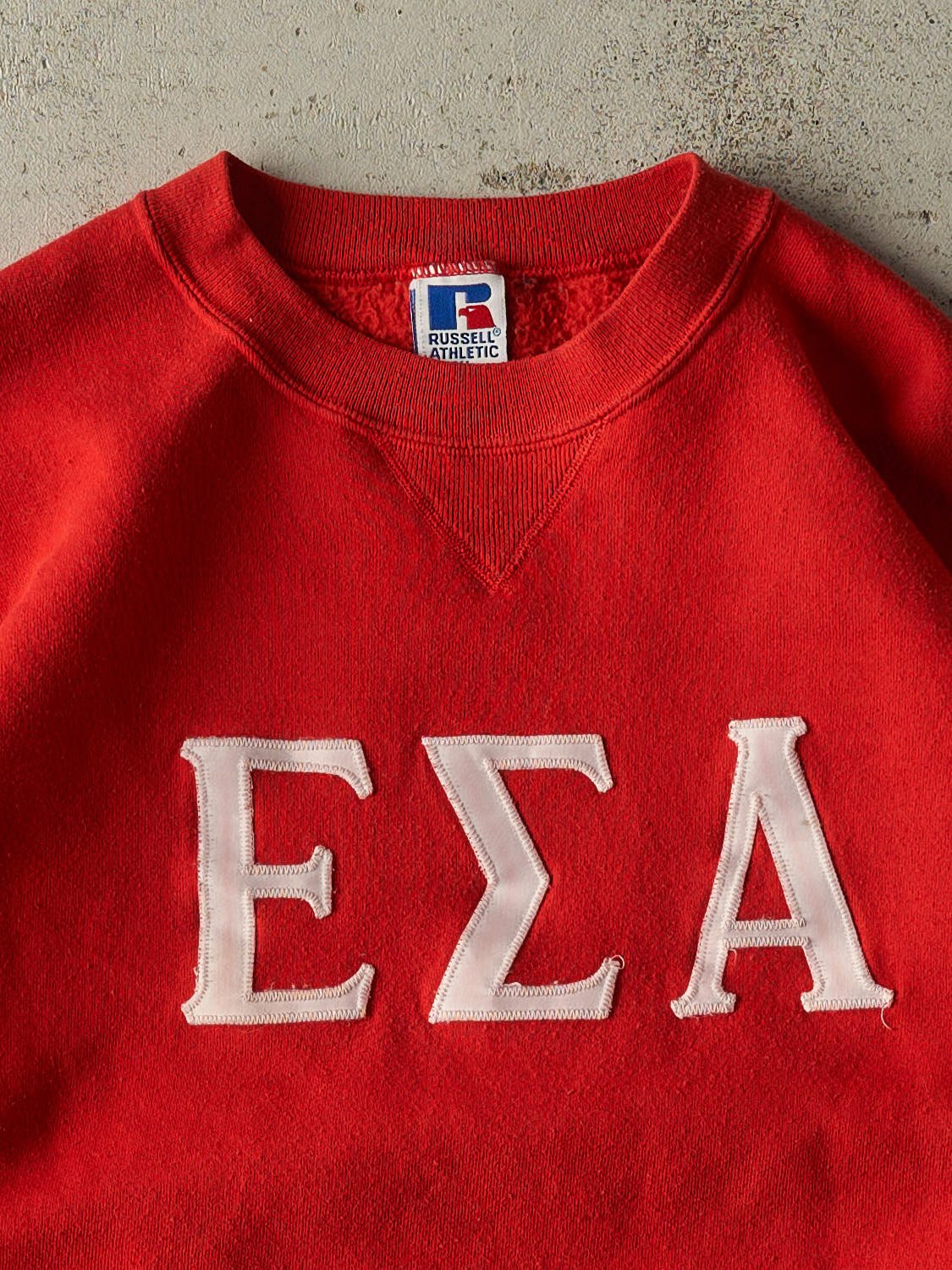Vintage 90s Red Russell Athletic Greek Letter Crewneck (M/L)
