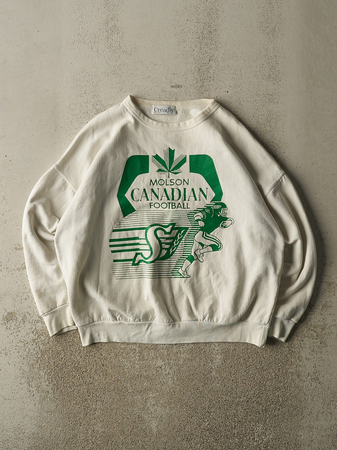 Vintage 80s White Molson Canadian Saskatchewan Roughriders Crewneck (L/XL)