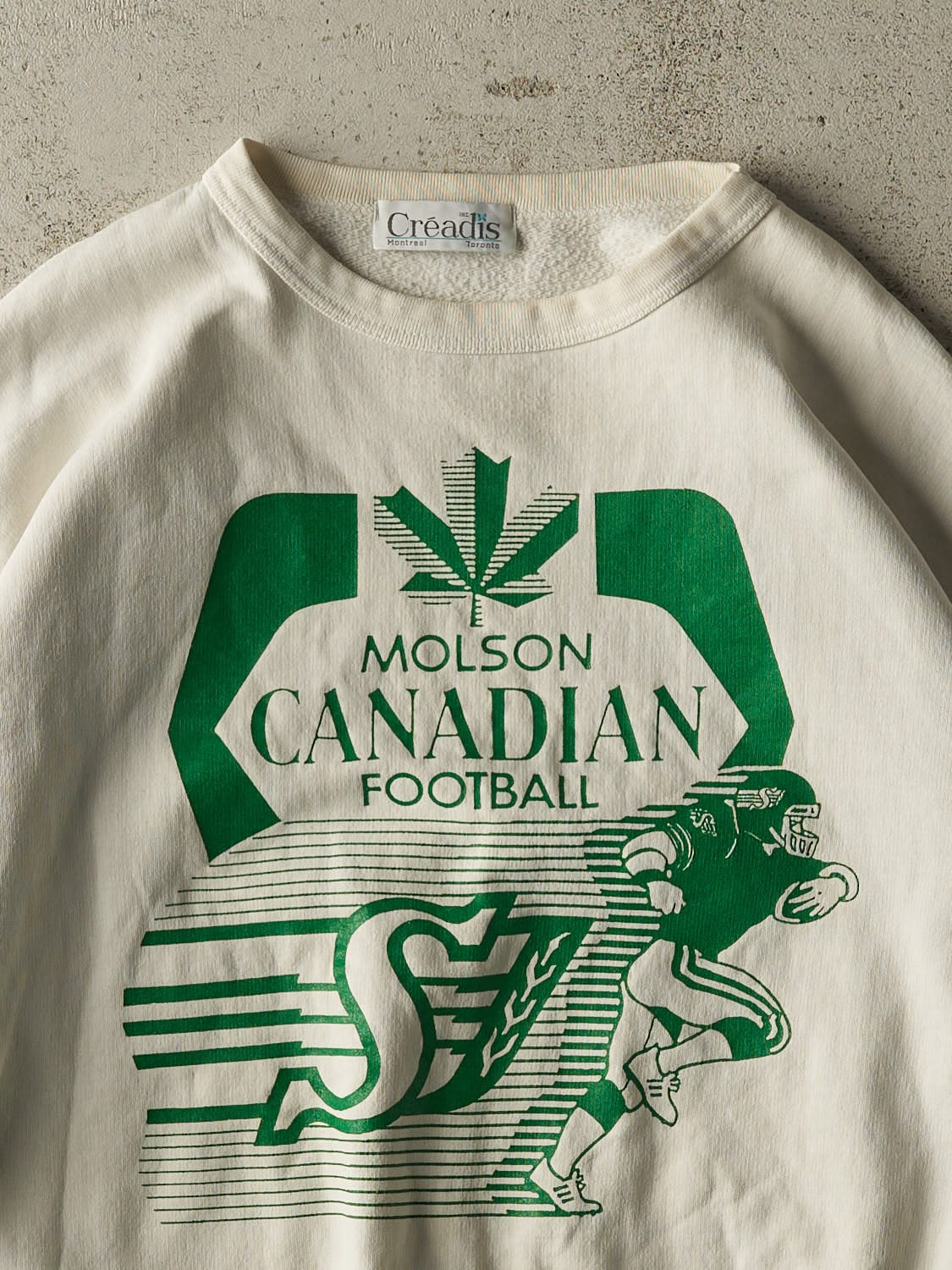 Vintage 80s White Molson Canadian Saskatchewan Roughriders Crewneck (L/XL)