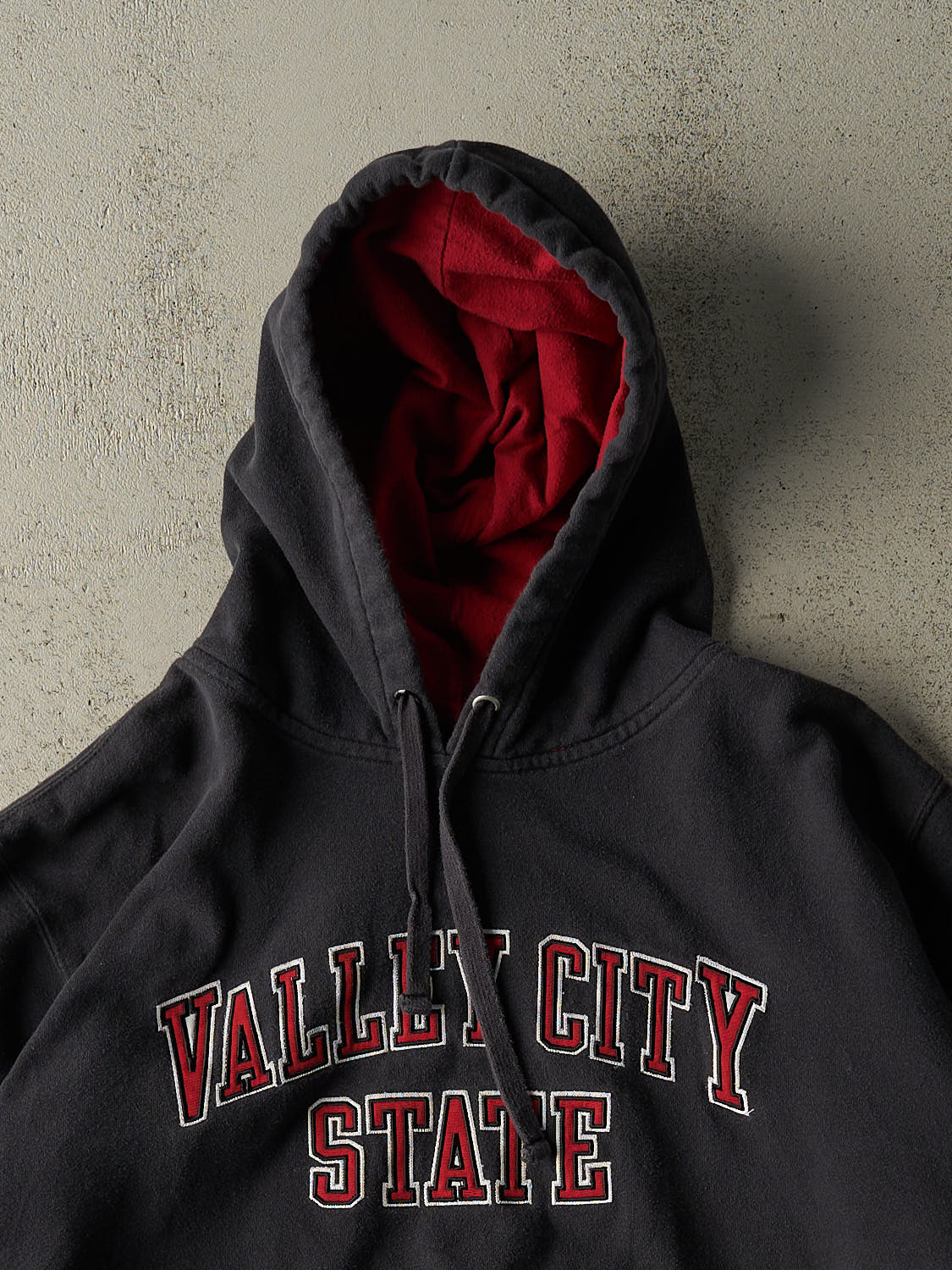 Vintage Y2K Faded Black Champion Valley City State Hoodie (L)