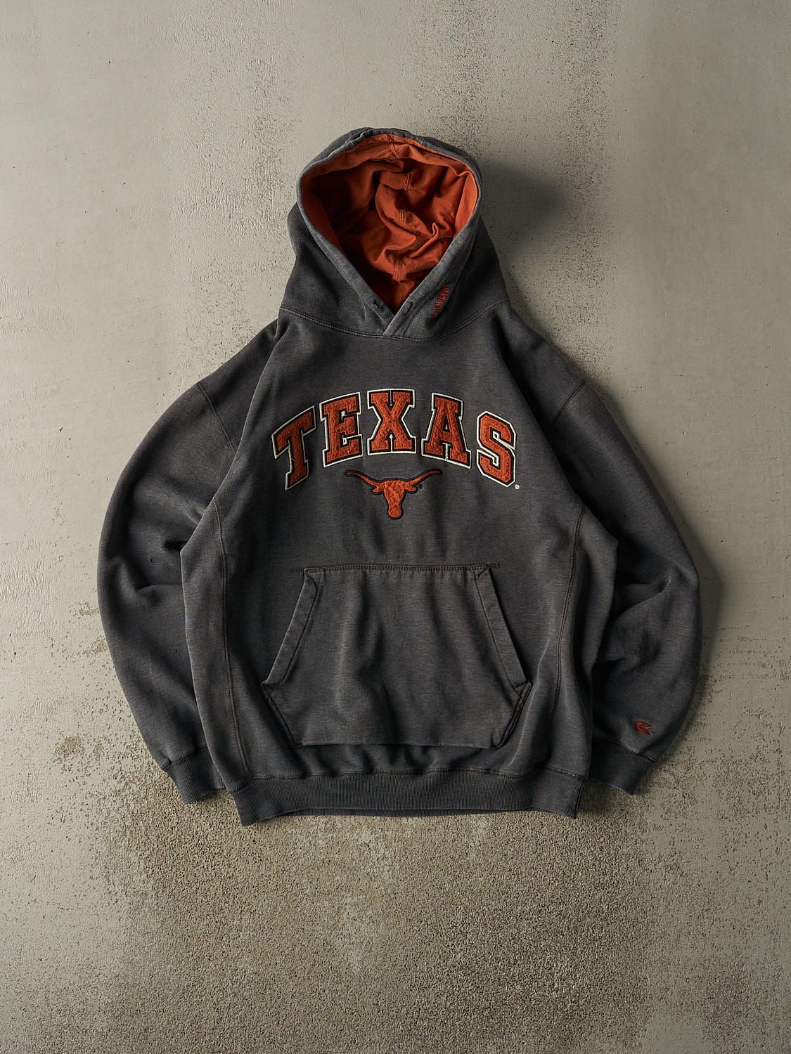 Vintage Y2K Charcoal Grey University of Texas Longhorns Hoodie (L/XL)