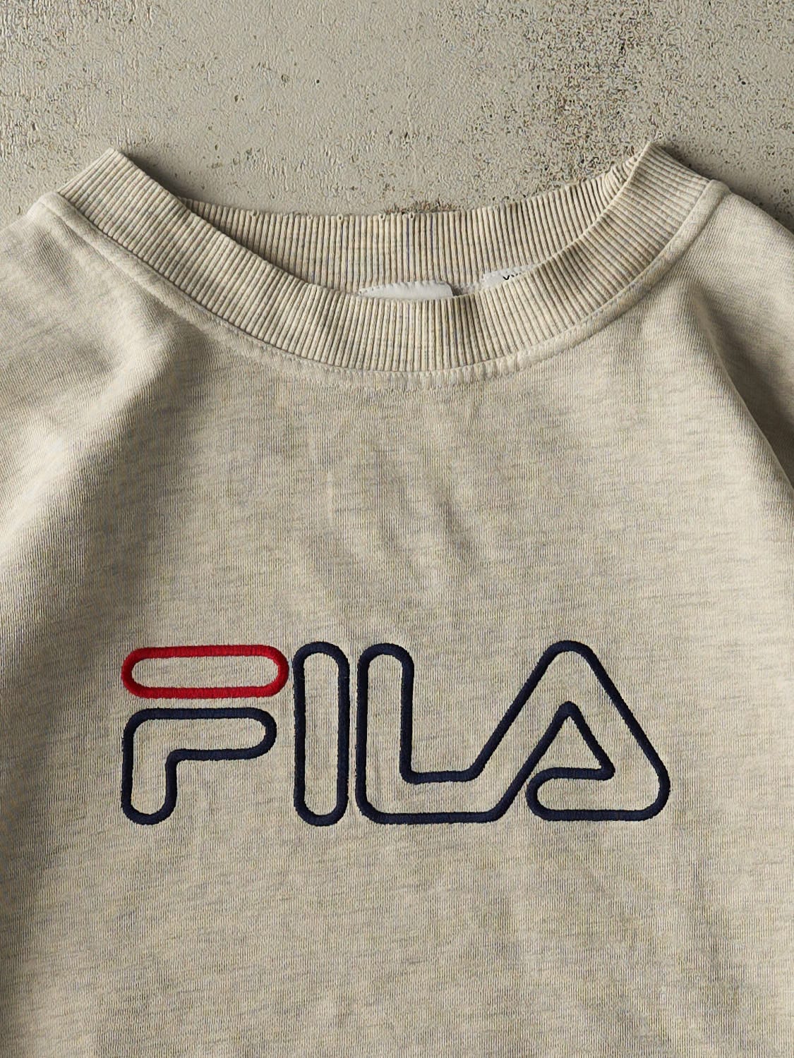 Vintage 90s Grey Fila Embroidered Crewneck (XXL)