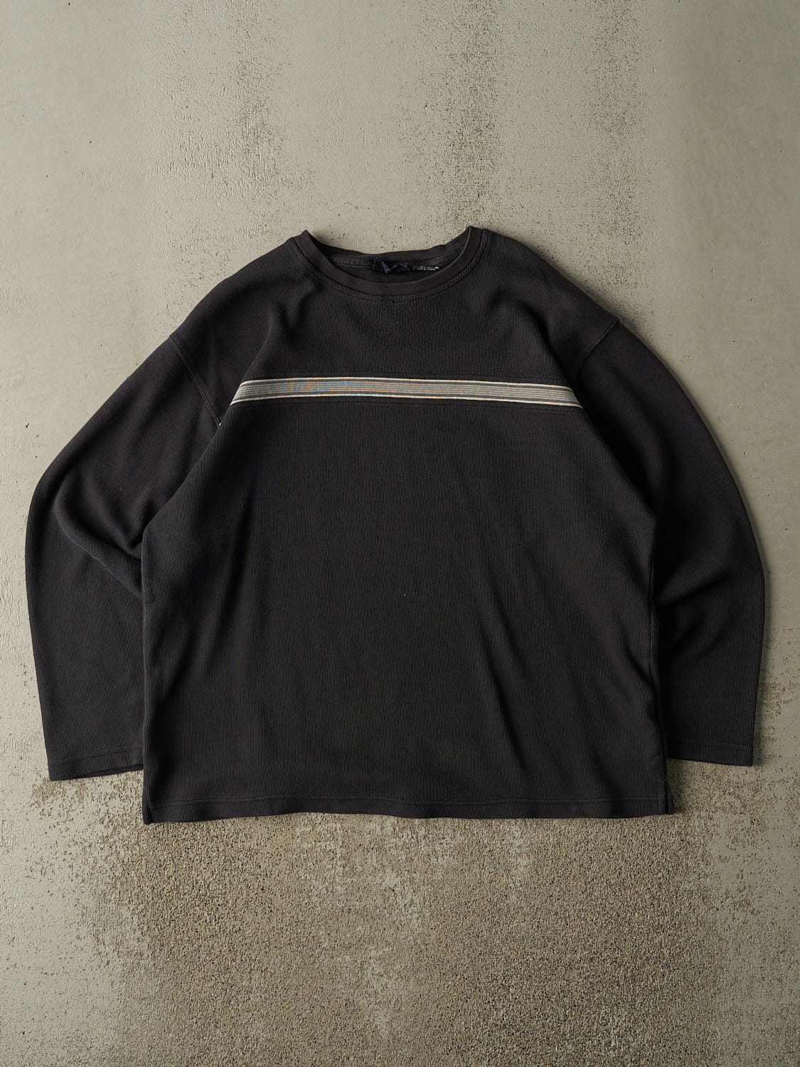 Vintage Y2K Faded Black Striped Long Sleeve (L/XL)