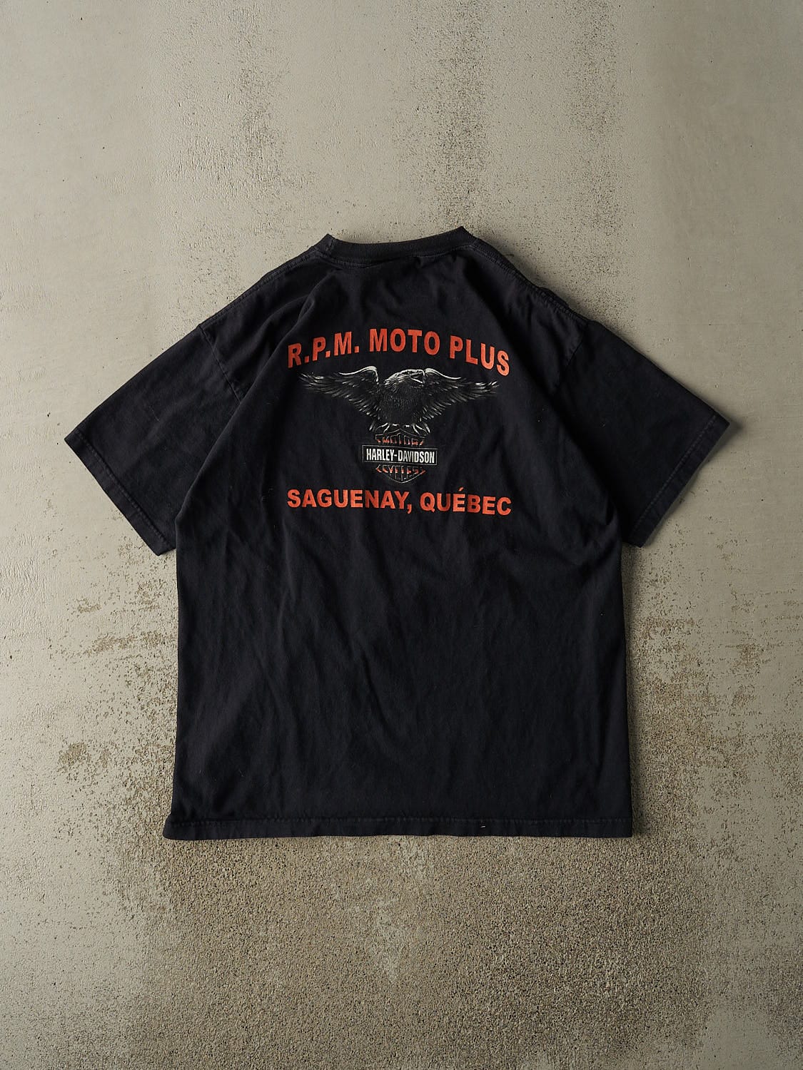 Vintage 04' Black Harley Davidson Saguenay Quebec Tee (L/XL)