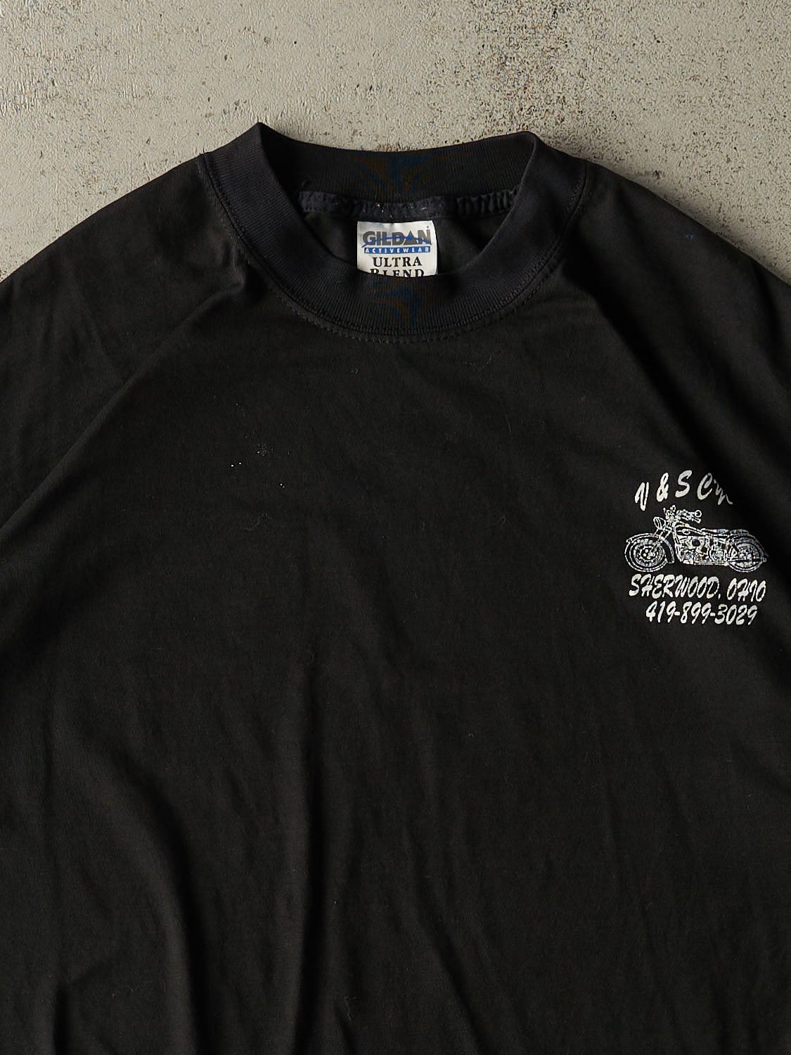 Vintage Y2K Black V&S Biker Tee (L/XL)