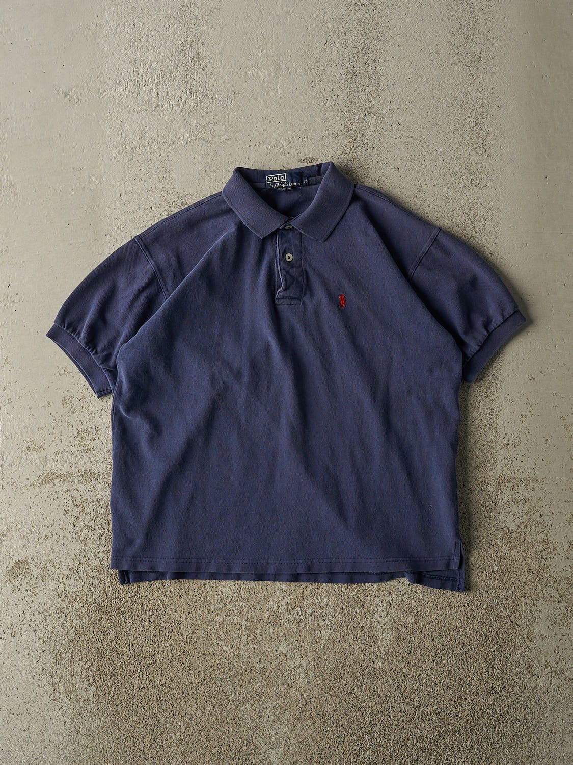 Vintage 90s Navy Blue Polo Embroidered Quarter Button Tee (S/M)