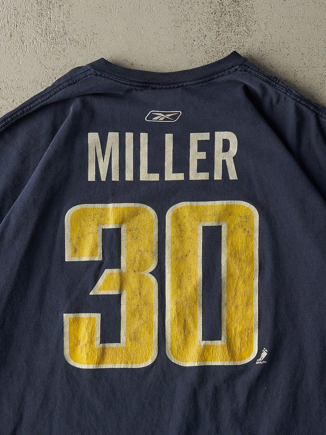 Vintage Y2K Navy Blue Buffalo Sabres #30 Ryan Miller Tee (XL/XXL)