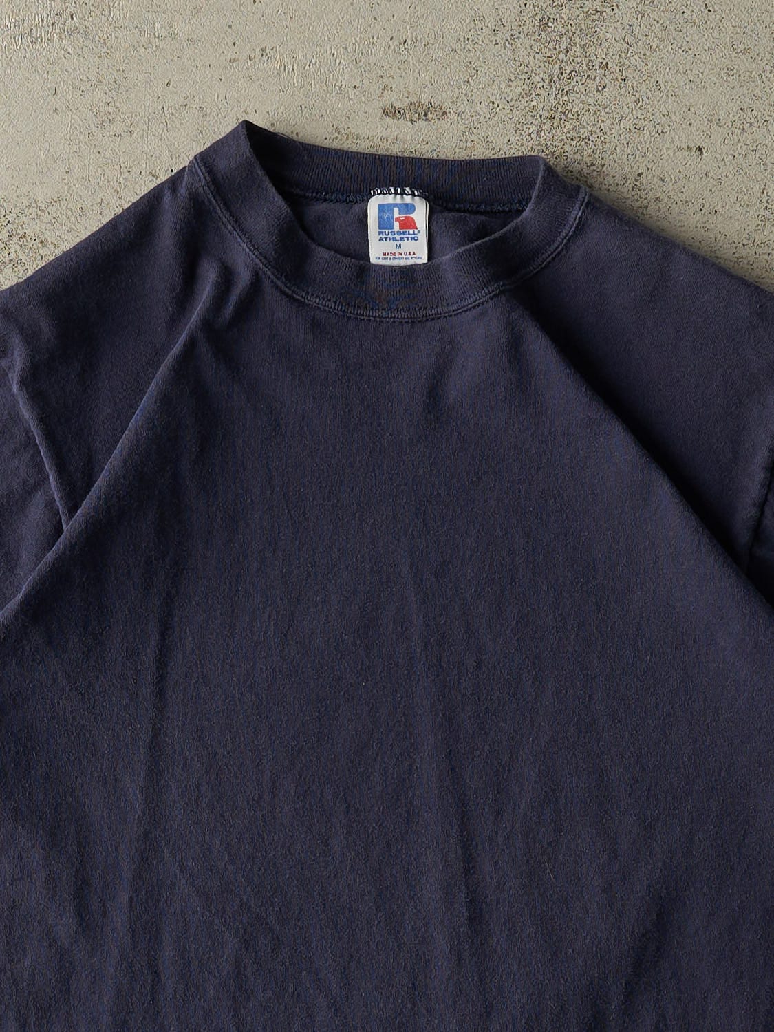 Vintage 90s Navy Blue Russell Athletic Blank Tee (XS/S)