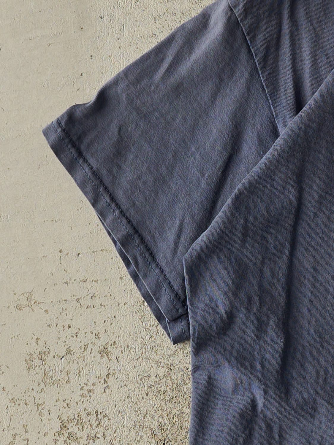 Vintage 90s Washed Blue "Flip A Coin" Slogan Tee (S/M)