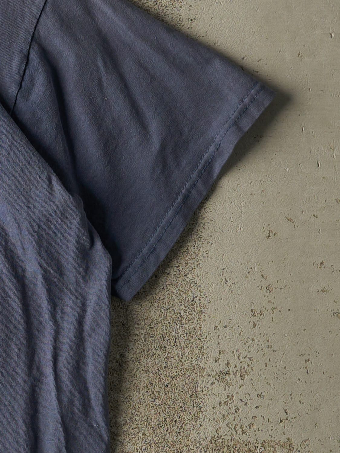 Vintage 90s Washed Blue "Flip A Coin" Slogan Tee (S/M)