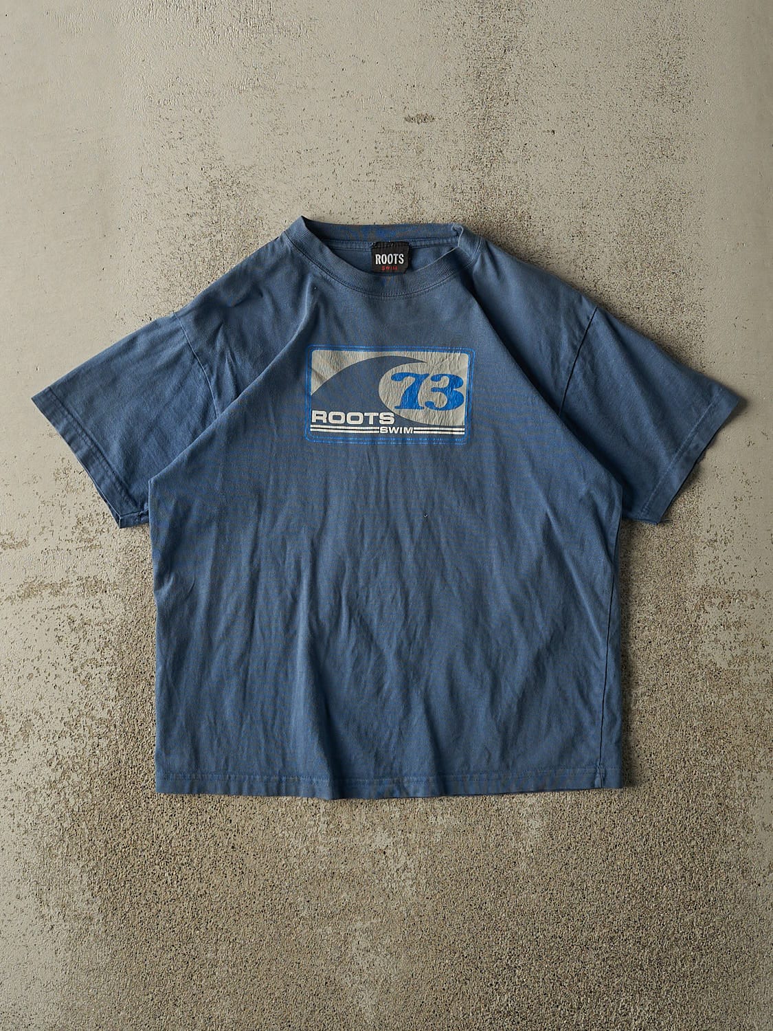 Vintage Y2K Blue Roots Swim Baby Tee (XS/S)