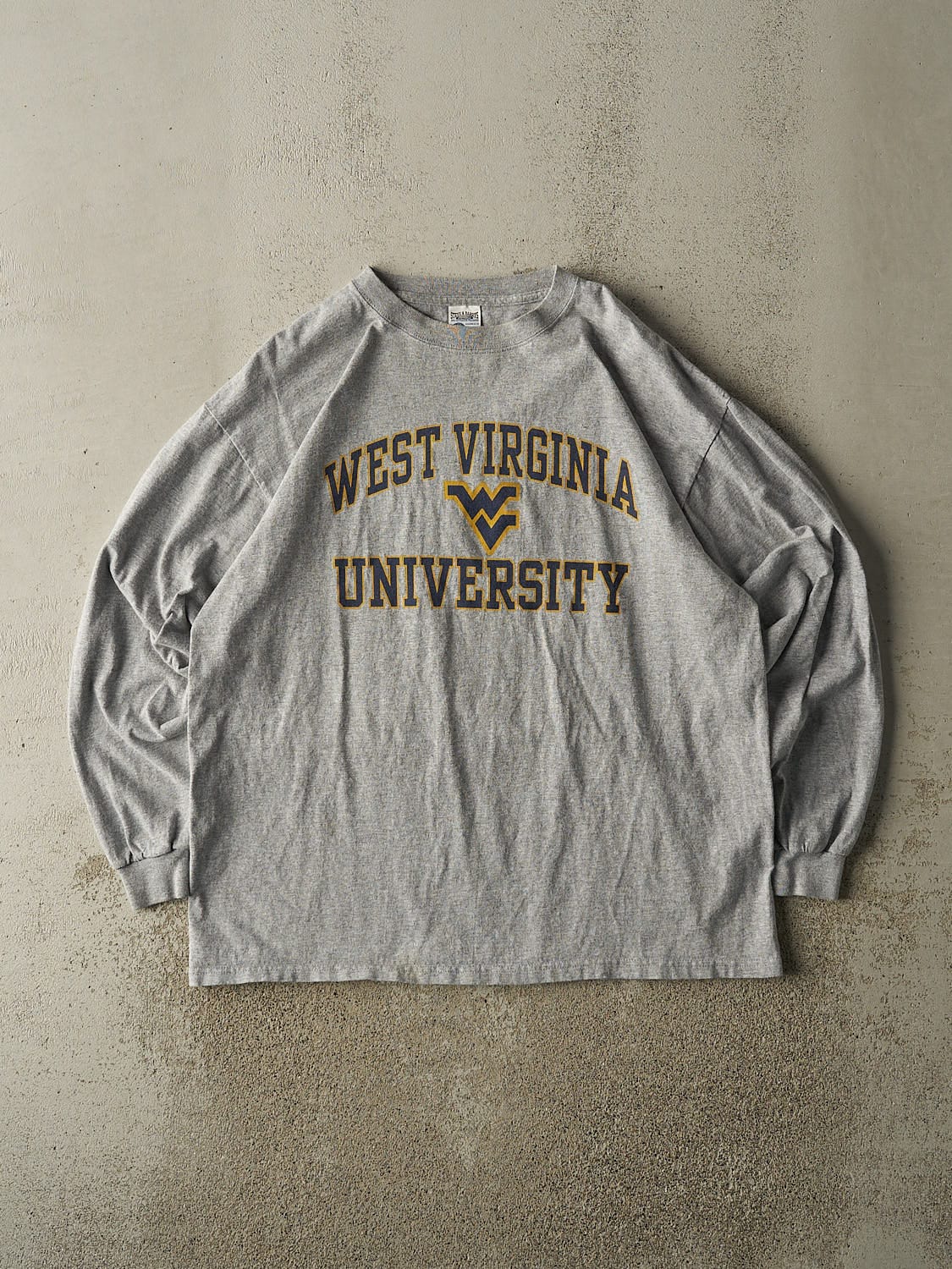 Vintage Y2K Grey West Virginia University Long Sleeve (L/XL)