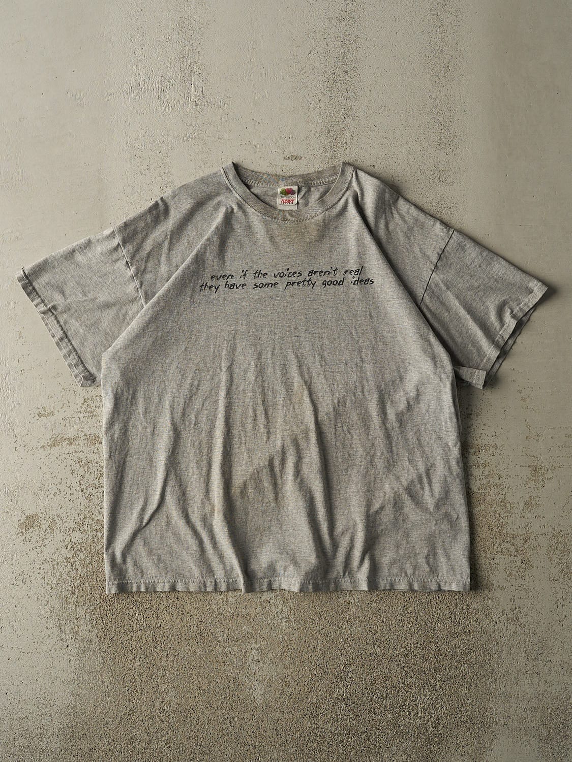 Vintage Y2K Grey "Good Ideas" Slogan Tee (XL)