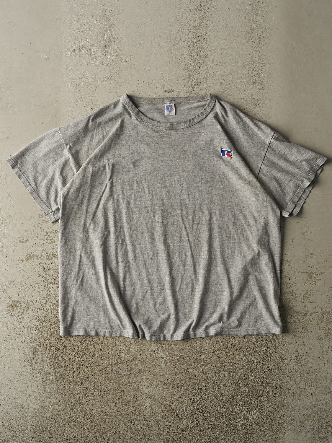 Vintage 90s Grey Russell Athletic Embroidered Tee (XL)