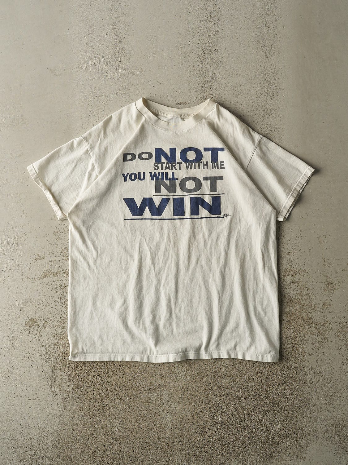Vintage 00' White "Do Not Start With Me" Slogan Tee (XL)
