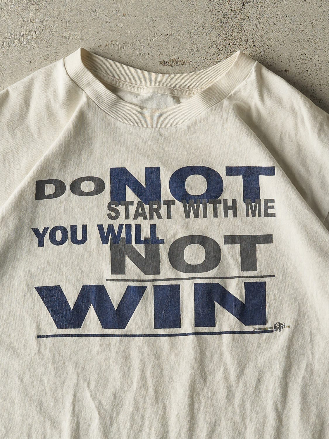 Vintage 00' White "Do Not Start With Me" Slogan Tee (XL)